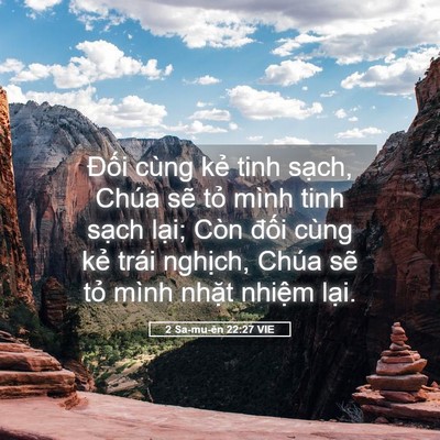 Picture 05 - 2 Sa-mu-ên 22:27 VIE - Đối cùng kẻ tinh sạch, Chúa sẽ tỏ - Bible Verse Picture