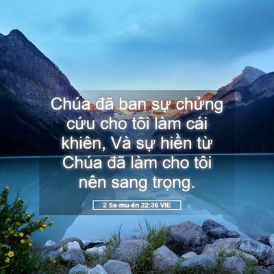 Picture 05 - 2 Sa-mu-ên 22:36 VIE - Chúa đã ban sự chửng cứu cho tôi làm - Bible Verse Picture