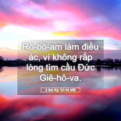 Picture 05 - 2 Sử Ký 12:14 VIE - Rô-bô-am làm điều ác, vì không rắp - Bible Verse Picture