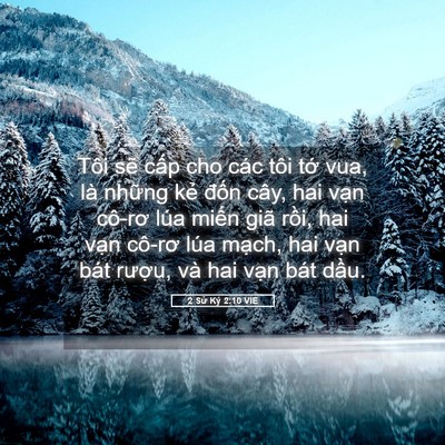 Picture 05 - 2 Sử Ký 2:10 VIE - Tôi sẽ cấp cho các tôi tớ vua, là - Bible Verse Picture