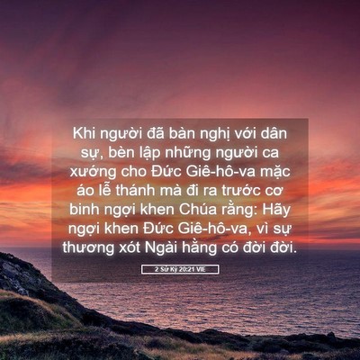 Picture 05 - 2 Sử Ký 20:21 VIE - Khi người đã bàn nghị với dân sự, - Bible Verse Picture
