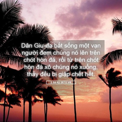 Picture 05 - 2 Sử Ký 25:12 VIE - Dân Giu-đa bắt sống một vạn người - Bible Verse Picture