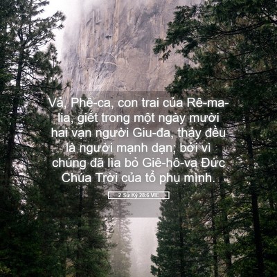 Picture 05 - 2 Sử Ký 28:6 VIE - Vả, Phê-ca, con trai của Rê-ma-lia, giết - Bible Verse Picture
