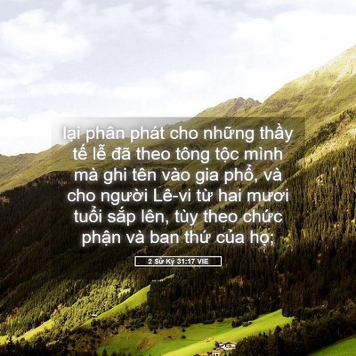 Picture 05 - 2 Sử Ký 31:17 VIE - lại phân phát cho những thầy tế lễ - Bible Verse Picture