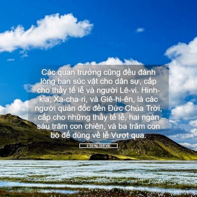 Picture 05 - 2 Sử Ký 35:8 VIE - Các quan trưởng cũng đều đành lòng ban - Bible Verse Picture