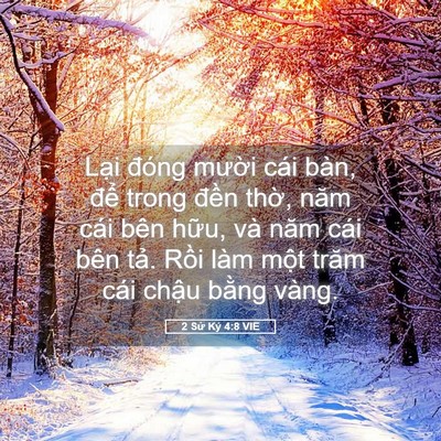 Picture 05 - 2 Sử Ký 4:8 VIE - Lại đóng mười cái bàn, để trong - Bible Verse Picture