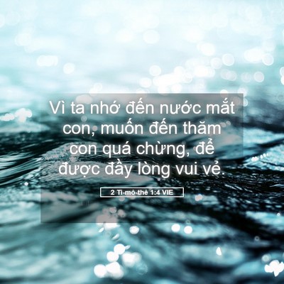 Picture 05 - 2 Ti-mô-thê 1:4 VIE - Vì ta nhớ đến nước mắt con, muốn - Bible Verse Picture