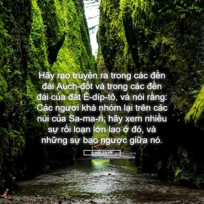 Picture 05 - A-mốt 3:9 VIE - Hãy rao truyền ra trong các đền đài - Bible Verse Picture
