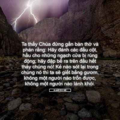 Picture 05 - A-mốt 9:1 VIE - Ta thấy Chúa đứng gần bàn thờ và - Bible Verse Picture