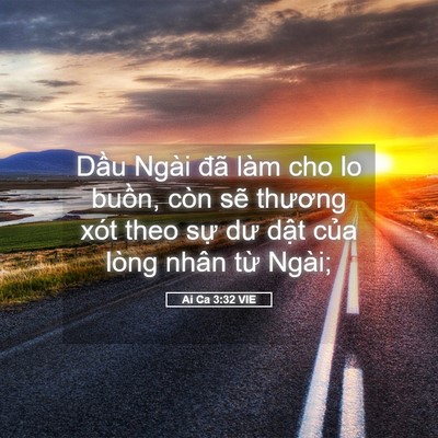 Picture 05 - Ai Ca 3:32 VIE - Dầu Ngài đã làm cho lo buồn, còn sẽ - Bible Verse Picture