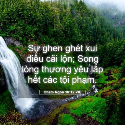Picture 05 - Châm Ngôn 10:12 VIE - Sự ghen ghét xui điều cãi lộn; Song - Bible Verse Picture