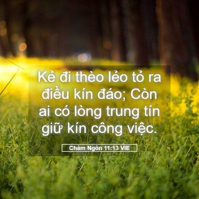 Picture 05 - Châm Ngôn 11:13 VIE - Kẻ đi thèo lẻo tỏ ra điều kín đáo; - Bible Verse Picture