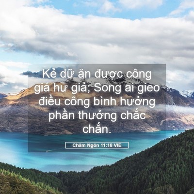 Picture 05 - Châm Ngôn 11:18 VIE - Kẻ dữ ăn được công giá hư giả; Song - Bible Verse Picture