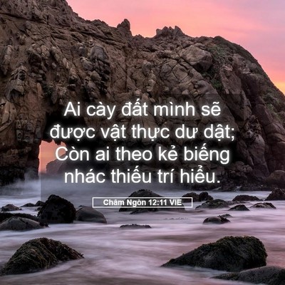 Picture 05 - Châm Ngôn 12:11 VIE - Ai cày đất mình sẽ được vật thực - Bible Verse Picture