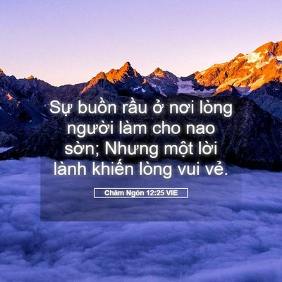 Picture 05 - Châm Ngôn 12:25 VIE - Sự buồn rầu ở nơi lòng người làm - Bible Verse Picture