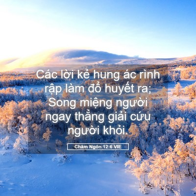 Picture 05 - Châm Ngôn 12:6 VIE - Các lời kẻ hung ác rình rập làm đổ - Bible Verse Picture