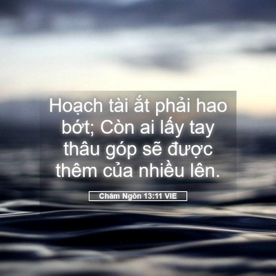 Picture 05 - Châm Ngôn 13:11 VIE - Hoạch tài ắt phải hao bớt; Còn ai lấy - Bible Verse Picture