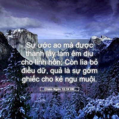Picture 05 - Châm Ngôn 13:19 VIE - Sự ước ao mà được thành lấy làm êm - Bible Verse Picture
