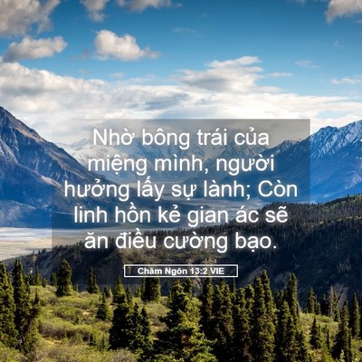 Picture 05 - Châm Ngôn 13:2 VIE - Nhờ bông trái của miệng mình, người - Bible Verse Picture