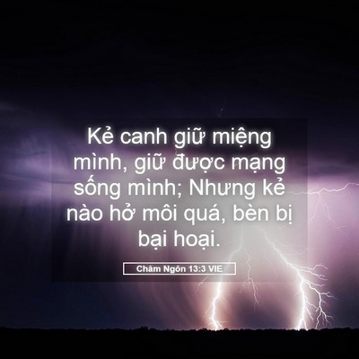 Picture 05 - Châm Ngôn 13:3 VIE - Kẻ canh giữ miệng mình, giữ được - Bible Verse Picture