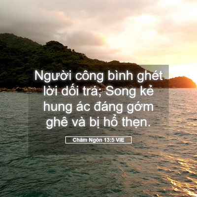 Picture 05 - Châm Ngôn 13:5 VIE - Người công bình ghét lời dối trá; Song - Bible Verse Picture