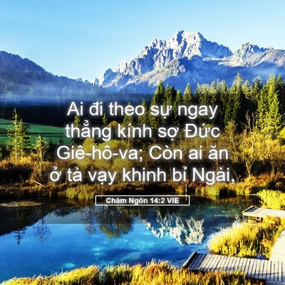 Picture 05 - Châm Ngôn 14:2 VIE - Ai đi theo sự ngay thẳng kính sợ Đức - Bible Verse Picture