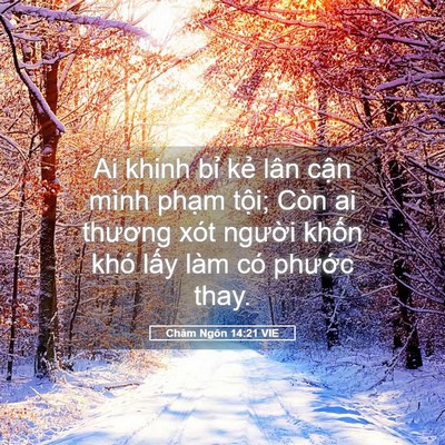 Picture 05 - Châm Ngôn 14:21 VIE - Ai khinh bỉ kẻ lân cận mình phạm tội; - Bible Verse Picture