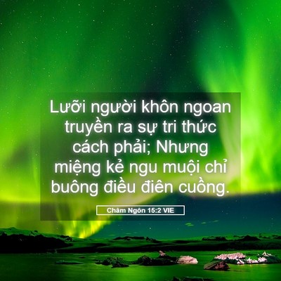 Picture 05 - Châm Ngôn 15:2 VIE - Lưỡi người khôn ngoan truyền ra sự tri - Bible Verse Picture