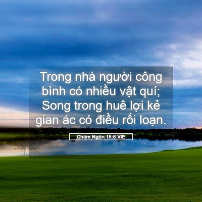 Picture 05 - Châm Ngôn 15:6 VIE - Trong nhà người công bình có nhiều vật - Bible Verse Picture