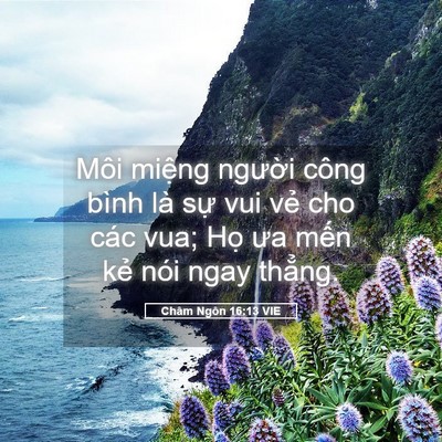 Picture 05 - Châm Ngôn 16:13 VIE - Môi miệng người công bình là sự vui - Bible Verse Picture
