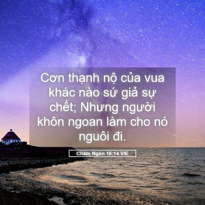 Picture 05 - Châm Ngôn 16:14 VIE - Cơn thạnh nộ của vua khác nào sứ giả - Bible Verse Picture