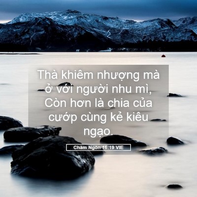Picture 05 - Châm Ngôn 16:19 VIE - Thà khiêm nhượng mà ở với người nhu - Bible Verse Picture