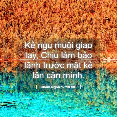 Picture 05 - Châm Ngôn 17:18 VIE - Kẻ ngu muội giao tay, Chịu làm bảo lãnh - Bible Verse Picture