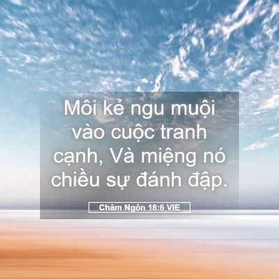 Picture 05 - Châm Ngôn 18:6 VIE - Môi kẻ ngu muội vào cuộc tranh cạnh, - Bible Verse Picture