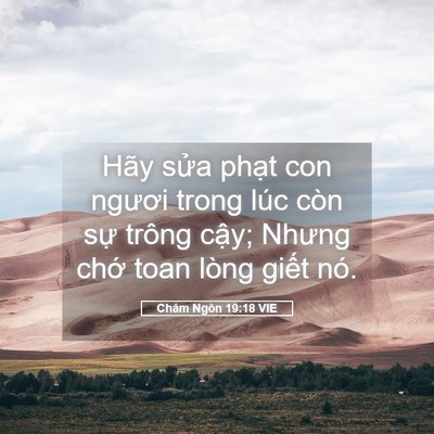 Picture 05 - Châm Ngôn 19:18 VIE - Hãy sửa phạt con ngươi trong lúc còn - Bible Verse Picture