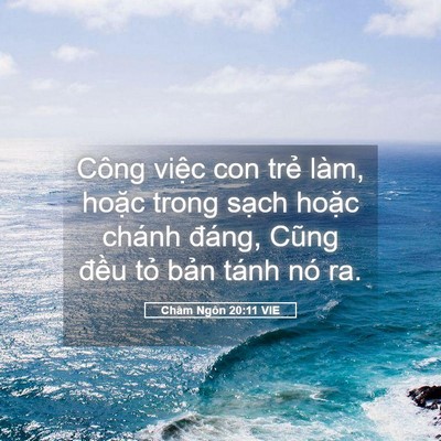 Picture 05 - Châm Ngôn 20:11 VIE - Công việc con trẻ làm, hoặc trong sạch - Bible Verse Picture
