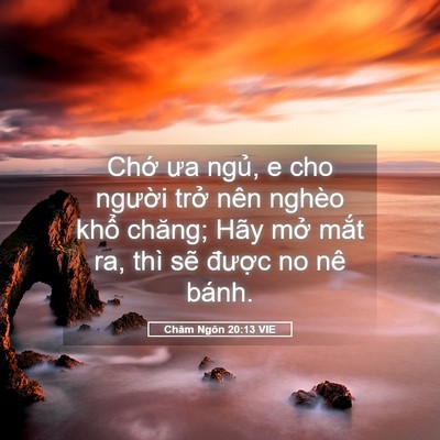 Picture 05 - Châm Ngôn 20:13 VIE - Chớ ưa ngủ, e cho người trở nên nghèo - Bible Verse Picture