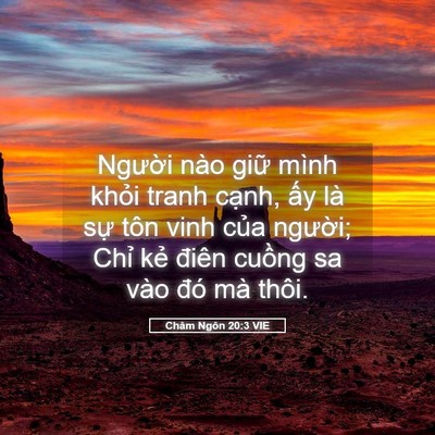 Picture 05 - Châm Ngôn 20:3 VIE - Người nào giữ mình khỏi tranh cạnh, - Bible Verse Picture