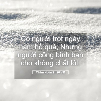 Picture 05 - Châm Ngôn 21:26 VIE - Có người trót ngày ham hố quá; Nhưng - Bible Verse Picture