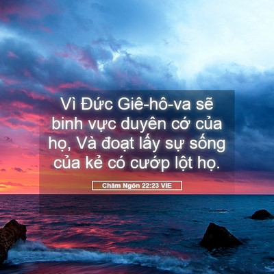 Picture 05 - Châm Ngôn 22:23 VIE - Vì Đức Giê-hô-va sẽ binh vực duyên - Bible Verse Picture