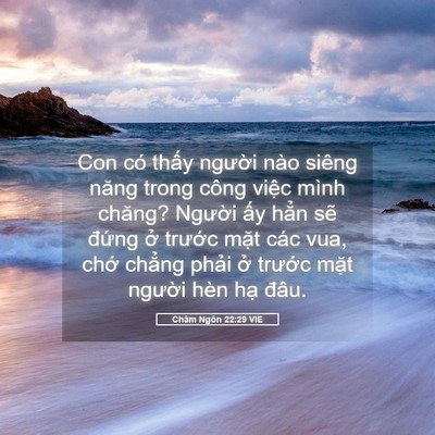 Picture 05 - Châm Ngôn 22:29 VIE - Con có thấy người nào siêng năng trong - Bible Verse Picture