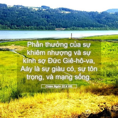 Picture 05 - Châm Ngôn 22:4 VIE - Phần thưởng của sự khiêm nhượng và - Bible Verse Picture