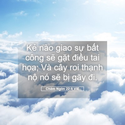 Picture 05 - Châm Ngôn 22:8 VIE - Kẻ nào giao sự bất công sẽ gặt - Bible Verse Picture