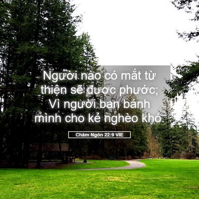Picture 05 - Châm Ngôn 22:9 VIE - Người nào có mắt từ thiện sẽ - Bible Verse Picture