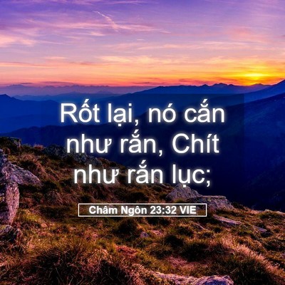Picture 05 - Châm Ngôn 23:32 VIE - Rốt lại, nó cắn như rắn, Chít như - Bible Verse Picture