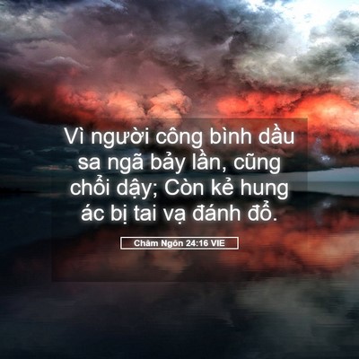 Picture 05 - Châm Ngôn 24:16 VIE - Vì người công bình dầu sa ngã bảy - Bible Verse Picture