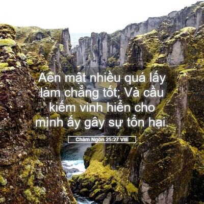 Picture 05 - Châm Ngôn 25:27 VIE - Aên mật nhiều quá lấy làm chẳng tốt; - Bible Verse Picture