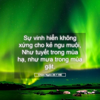 Picture 05 - Châm Ngôn 26:1 VIE - Sự vinh hiển không xứng cho kẻ ngu - Bible Verse Picture