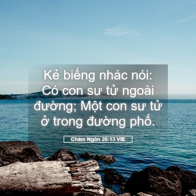 Picture 05 - Châm Ngôn 26:13 VIE - Kẻ biếng nhác nói: Có con sư tử ngoài - Bible Verse Picture