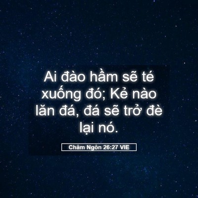 Picture 05 - Châm Ngôn 26:27 VIE - Ai đào hầm sẽ té xuống đó; Kẻ nào - Bible Verse Picture